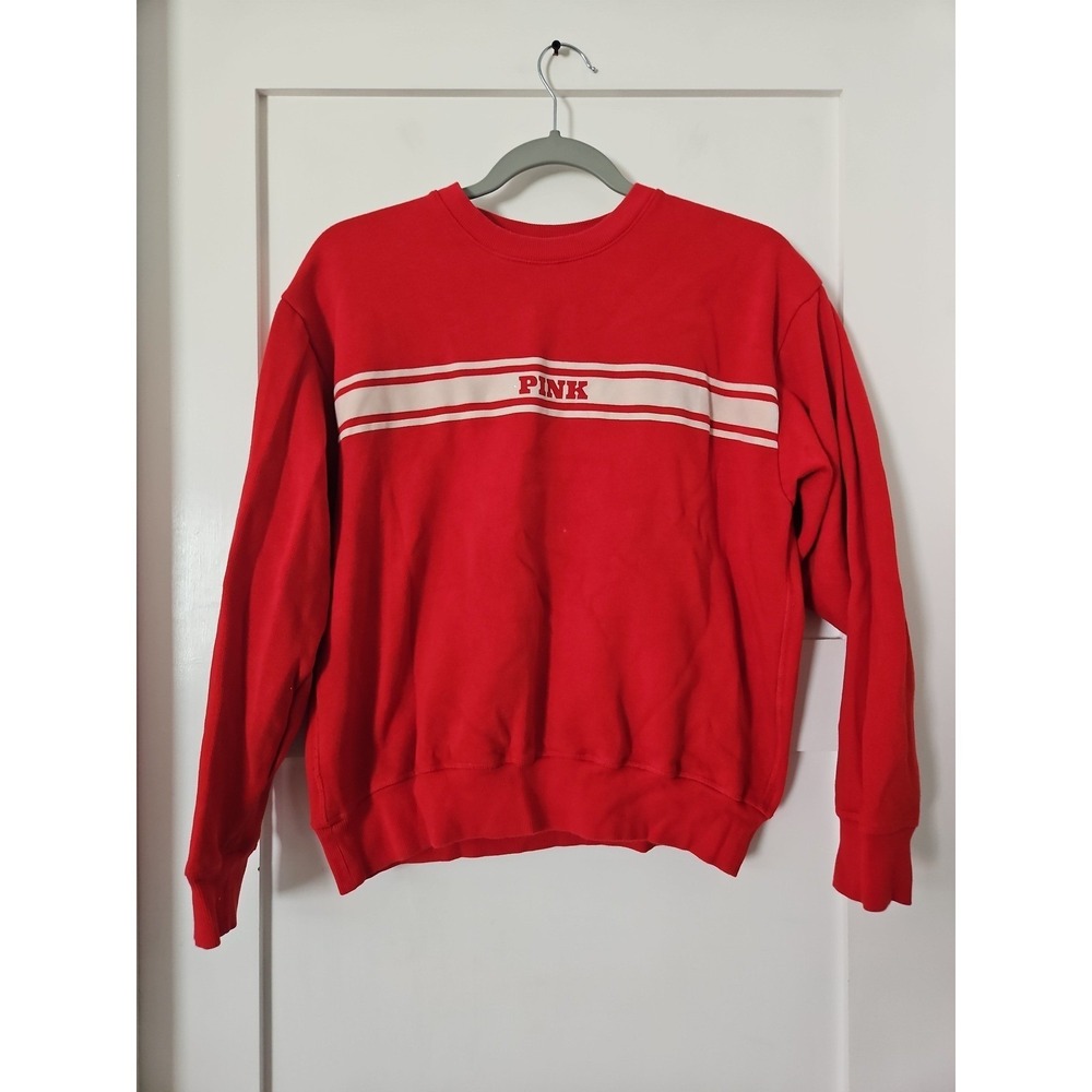 Vtg Style PINK Victoria's Secret Red Crewneck Sweater Sz S Indie Sleaze Y2K - Picture 2 of 12